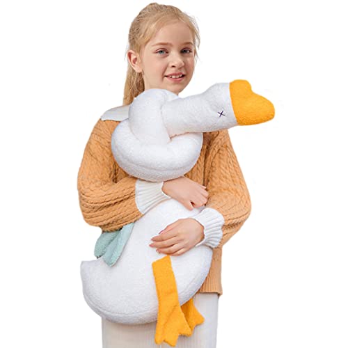 Elainren Giant Swan Stuffed Animal Toy With Long Neck, 55Inch White Goose Plush Soft Hugging Body Pillow Home Decor Cushion Easter Cute Duck Goose Plushie Dolls Gifts For Kids Xmas #TOP1