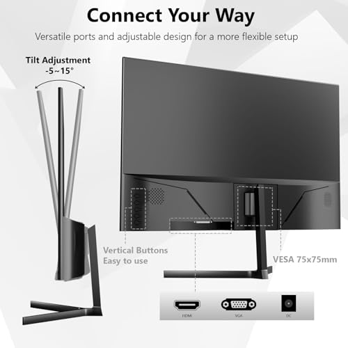 Image of 24 Inch Gaming Monitor, FHD 1080P IPS 75Hz AMD FreeSync, 99% sRGB Low Blue Light Flicker-Free Slim Narrow Bezel, HDMI VGA, Tilt & Wall Mountable for Gaming, Home Office, Laptop & Game Consoles