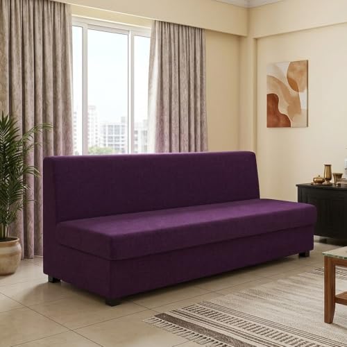 Image of FURNY Signature Regalia 3 Seater Sofa Set | Tapestry Fabric | 40D Foam + Zigzag Spring | 3-Yr Warranty (Royal Purple) | Modern Living Luxury Sofa Set for Home, Office & Hotel Spaces