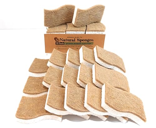 Image of 15 Pack Natural Wood Pulp and Coconut Scrubber Sponges