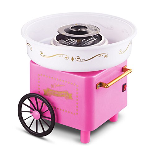 Flyelf Panier Rétro Machine à Barbe à Papa Cotton Candy Maker avec 1 x Cuillère 10 x Bâton de Bambou