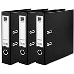 MKGT A4 Lever Arch File 75mm Spine – Heavy Duty Metal Lever Arch Mechanism, Strong Ring Binder Folder with Thumb Hole & Spine Label for Office, School & Home Filing (Black, Pack of 3)