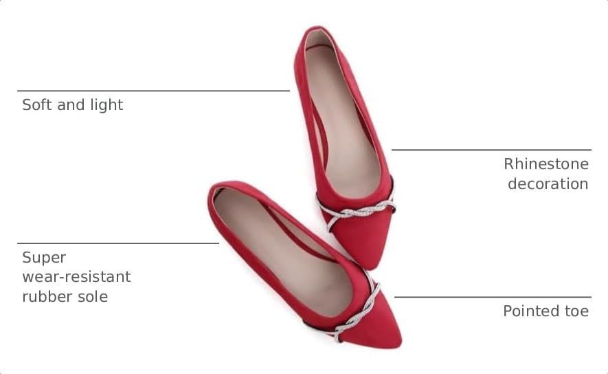 Image of TN TANGNEST Womens Casual Flats Chain Ballet Flats | Fashion Pointed Toe Rhinestone Flats, Comfort Slip On Dress Shoes for Business Work Office Wedding Party