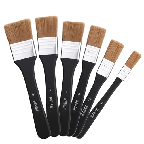 6pcs Acrylic Paint Brushes For Acrylic Painting On Canvas Wide Flat Watercolo...