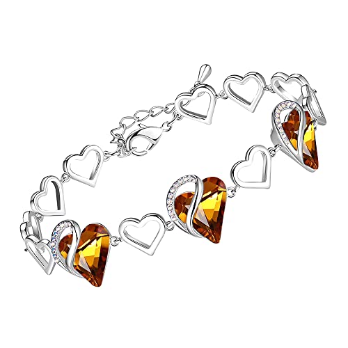 Leafael Birthstone Coeur Bracelet Femme | Birthstone Fermoir Bracelet Avec Cristaux De Guérison | Sans allergie Bijoux Femme Bracelet Avec Coffret Cadeau Inclus Cover