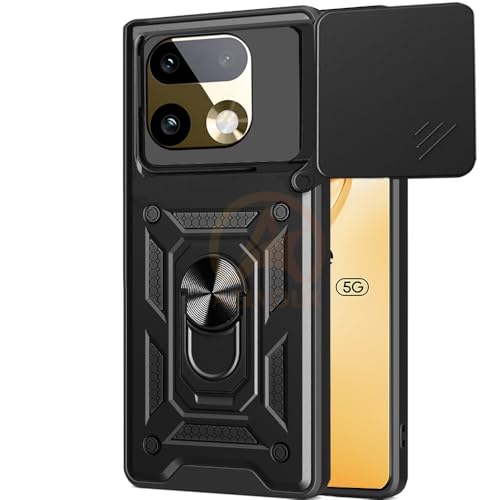 Image of Armor Bumper Back Cover Case for Realme 16 Pro Plus 5G Rotating Camera Cover, Ring Holder & Kickstand | Heavy Duty & 360 Degree Protection Realme 16 Pro Plus 5G Back Cover (Black)