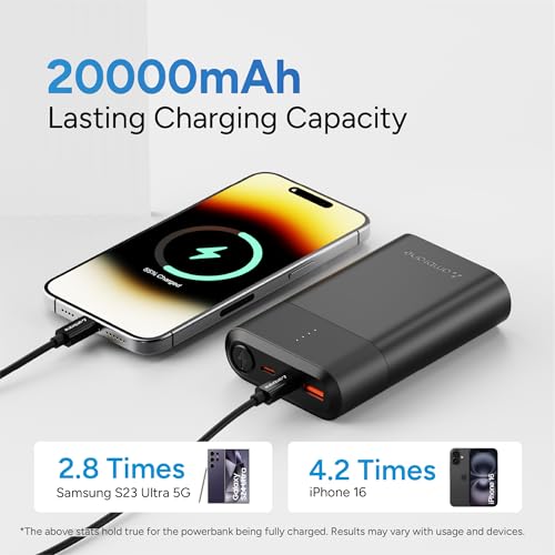 Image of Ambrane 20000mAh 33W Fast Charging Power Bank, Super Fast PD 3.0 | Type-C Input & Output | Triple Output Ports, Compatible for iPhone,Smartphones, Tablets, Earbuds, Smartwatch (Powerlit Duo 30 Black)