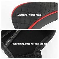 Leather Gear Shift Cover Diamond Embroidery Design,Durable Shift Knob Cover for Shift Lever Protection,Universal Car Gear Shift Cover Car Decorative Accessory Suitable for Cars,Trucks,SUVs (Black/Red) — image 5