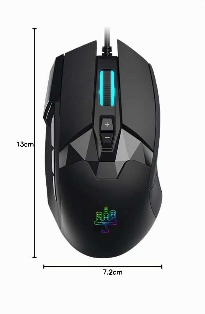 MOJO Pro Performance Mouse Cablato Silenzioso da Gioco w/9 Pulsanti programmabili incluso il Tasto Cecchino (Rapid Fire), 12000 DPI, 1000 Hz, Pulsanti Regolabili in Forza, Profili Personalizzati