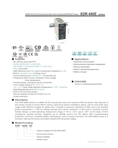 Alimentation à découpage XDR-480 pour stabiliser vos robots 36V - 3