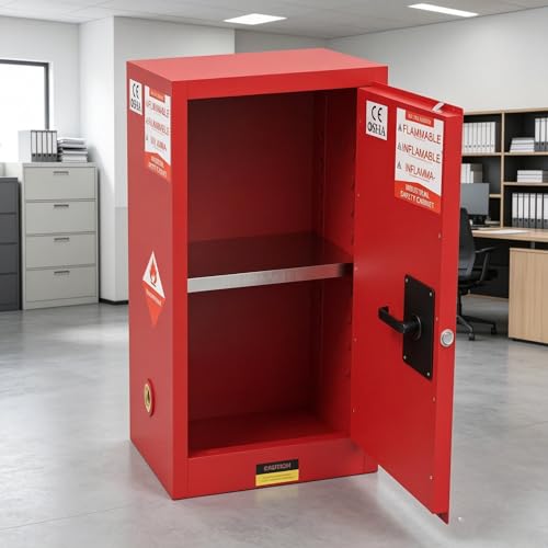 Fireproof Leak-Proof Flammable Safety Cabinet, 12 Gallon Double-Layer Welded Steel with Adjustable Internal Shelves, Perfect for Laboratory Factory Garage Industrial Commercial Storage