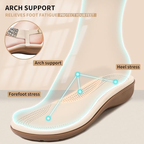 Image of Littleplum Womens Sandals Comfort Arch Support Sandals Summer Walking Shoes Casual Ankle Elastic Flip Flops Shoes