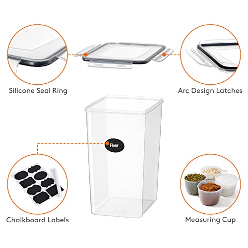 Lifewit Extra Large Food Storage Containers 175Oz 4Pcs With Lids Airtight For Flour, Sugar, Rice, Baking Supply Kitchen Pantry Bulk Food Organization With Measuring Cups, Labels, Maker (5.2L-4.7Quart) #TOP3