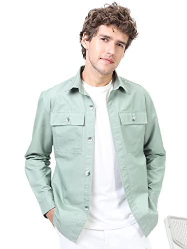 Image of Ketch Men's Polyester Slim Fit Solid Full Sleeve Over Shirt