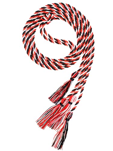 Image of Double Graduation Honor Cords - Black White Red,68 inch Long