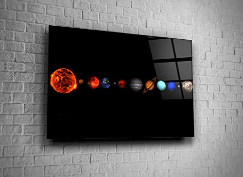 Solar System Planets Space Decor Print Glass Wall Art Tempered Glass Gift