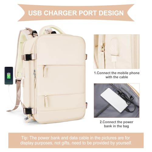 Mochila de Viaje Grande Casual Impermeable 30L Beige miniatura 5