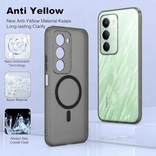 Image of DIZORO Matte Case for Redmi 15 Compatible with MagSafe, Camera Lens Full Protection, Shockproof Translucent Frosted TPU Soft Phone Cover, Anti-Fingerprint (Sky)