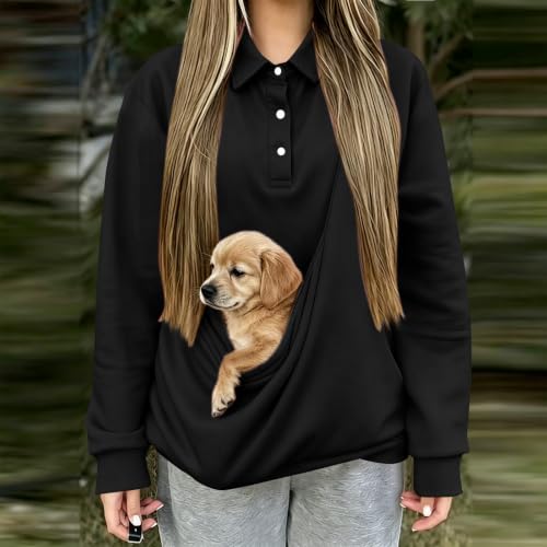 Pet Pouch Hoodie for Women Cat Dog Carrier Fleece Sweatshirt Top - image 2