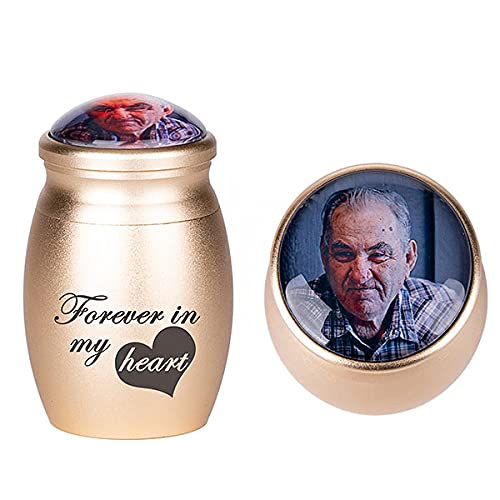 Farfume Personalised Mini Urn for Human Ashes in My Heart (Golden)