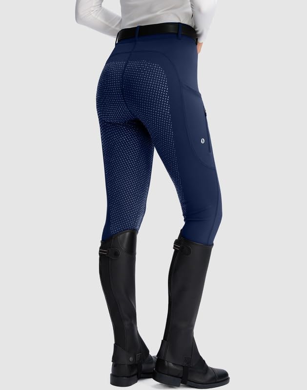 SANTINY Women's Horse Riding Pants Zipper Pockets Silicone Full-Seat Breeches Equestrian Schooling Tights for Women - Image 2