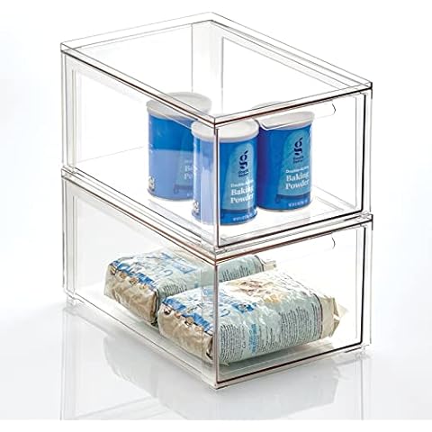 mDesign Clear Kitchen Storage Drawer Boxes Cover