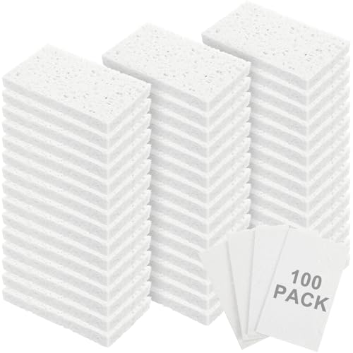 Image of Zhengmy 100 Pieces Sponges Bulk Sponges Kitchen Compressed Sponge Natural Dish Sponge Compressed Wood Pulp Cleaning Without Scratching for Kitchen Bathroom, 3.9 x 2.4 x 0.12 Inch (White)