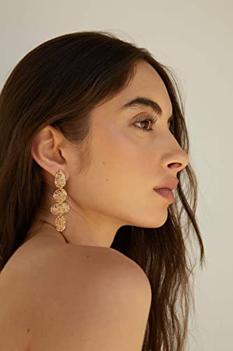 18K Gold Plated Dangle Earrings Vintage Hammered Drop Earring Statement Earrings For Women Gift #TOP1