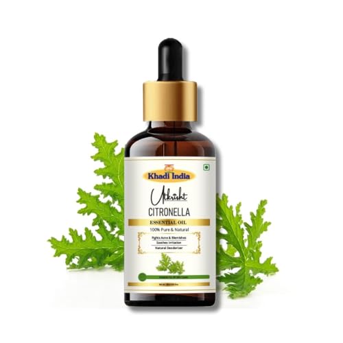 Image of Khadi Citronella Essential Oil 15ml | Pure & Natural Oil | Moisturizes, Nourishes, Deodorizes, Soothes Irritation | Aromatherapy, Skin Care, Hair Care, Massage, Relaxation Oil with Dropper