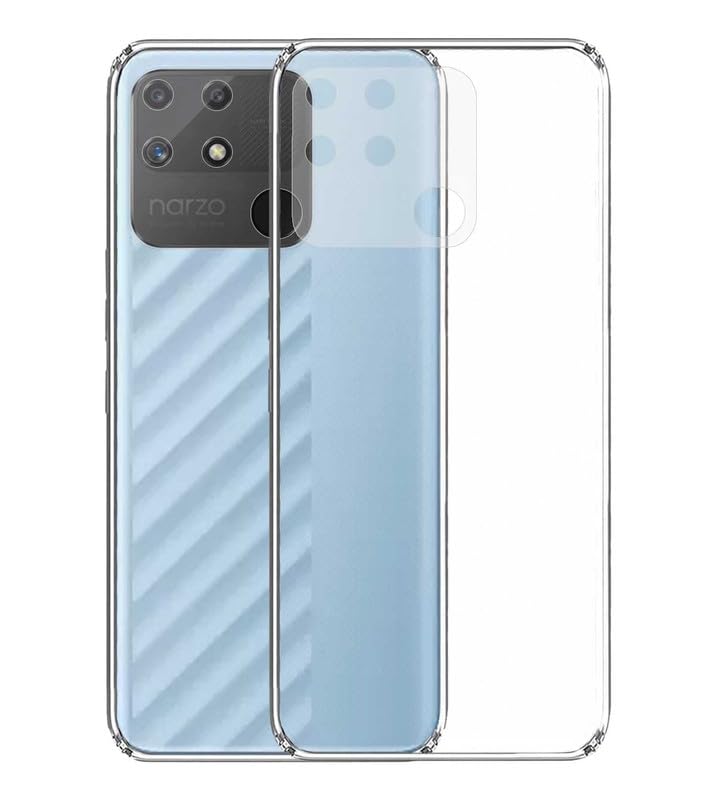 Image of Case Creation New Realme Narzo 50a Premium Imported Quality 0.3mm Crystal Clear Totu Silicone Transparent Flexible Soft Corner Protection with TPU Slim Back Case Color Cover for Oppo Realme Narzo 50a