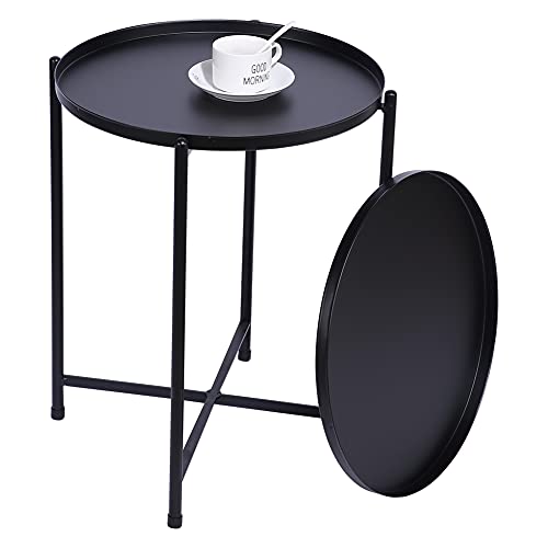 Round 2 Tier Metal Coffee Table with Removable Tray for Outdoor and Indoor Use – Image 5