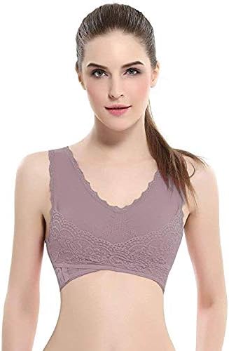 HANERDUN Front Cross Side Buckle Lace Sleep Bras for Women Plus Size Bras(M-3XL)