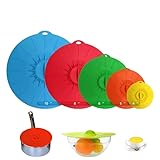 Silicone Lids - Heat Resistant Microwave Splatter Cover (5 Pack), Reusable silicone Suction Lids for Food Storage, Fits Bowls, Plates, Pots & Pans,Oven, Stovetop, Fridge Safe Silicone Bowl Covers