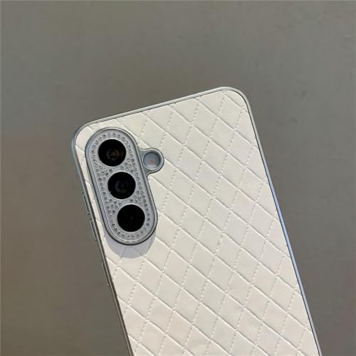 Coque Samsung A55 5G en cuir or brillant à motif quadrillé chic - 2