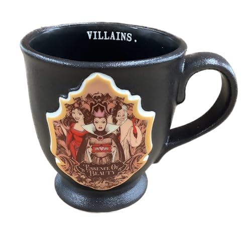 Rae Dunn Disney Villains Essence of Beauty Coffee Mug, Black Textured Mug