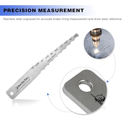 Fabriqué en Amérique Brake Outil de mesure du revêtement Brake Gauge Technicians Gauge Conçu pour l'inspection de l'entretien des véhicules, étiqueté en 16ths - BT-1032T16