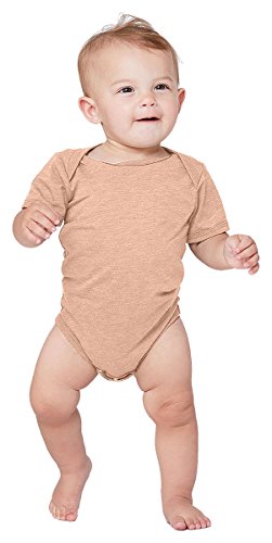 Bella Canvas 134B Baby Triblend Short Sleeve Onesie-Peach Triblend-6/12 (US)