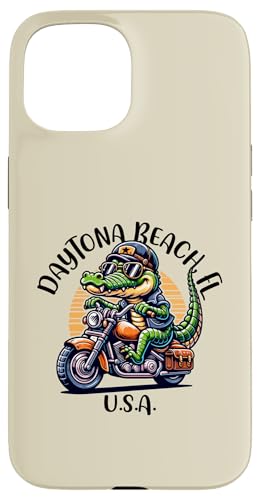 Carcasa para iPhone 15 Daytona Beach Florida USA Divertido diseño de Dibujos Animados de cocodrilo