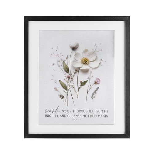 Affiche encadrée fleur pressée cadre blanc sous verre Stupell