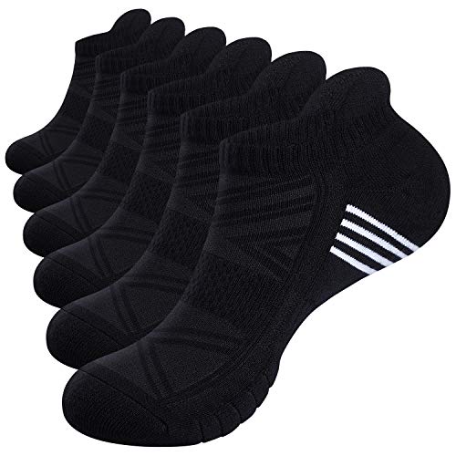 TANSTC Mens Socks, 6 Pairs No Show Socks For Men Women, Ankle Athletic Bombas Hiking Running Socks, Cushioned Comfort Fit Performance Low Cut Tab With Arch Support Socks -  C04-hei-6P-XL-YFUS