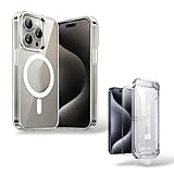 Kit Capa Capinha e Película Com Aplicadora Clear Case Anti Amarelamento Transparente e Resistente Compatível Com MagSafe Película 3D Vidro com Aplicador para iPhone - Premium® (Iphone 16Pro Max)