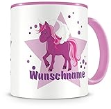 Samunshi® Kindertasse mit Namen Tasse lila Einhorn Personalisierte Tasse mit Namen Kinder Kinderbecher mit Namen Kindergarten rosa 300ml