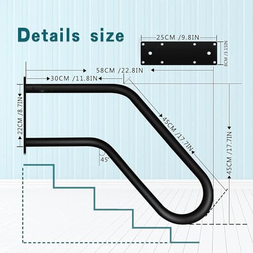 Rambarde d'escalier extérieure contre les chutes sur les marches de garage