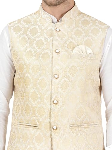 Image of Badoliya & Sons Men's Brocade Zari Nehru Jacket /Waist Coat