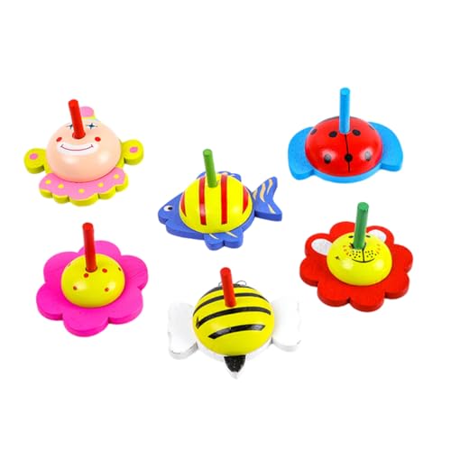 BESTonZON 6pcs Spinning Top Party Favors Wood Gyro Small Gyro Birthday Party Supplies Interesting Gyro Gyroscope Plaything Gyro Playthings Funny Gyro Desk Fidgets for Adults Wooden