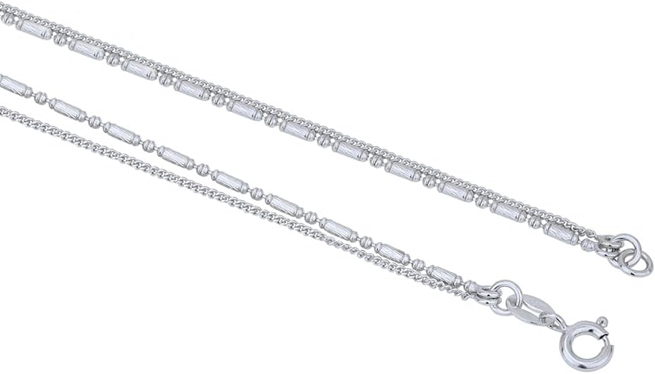 Vanbelle Sterling Silver Jewelry - Rhodium Plated with 925 Stamp - Double Layered Beaded Chain Bracelet - Elegant Handcrafted for Women - 7.5" long - Image 3
