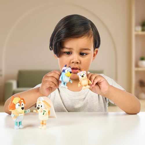 image for Bluey Figure 4-Pack Wedding Time, Re-Enact Uncle Rad and Frisky's Wedd