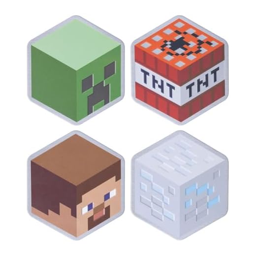Posavasos de Metal con Base de Corcho Minecraft - Set de 4, Regalo y Decoración para Gamers