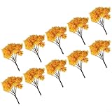 QuivyLivy Flor de plástico, artículos de decoración de terrario, centro de mesa de fiesta, árbol de Sakura en miniatura, plantas de adorno de casa de muñecas (árbol dorado)