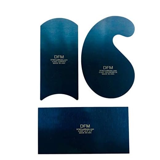 DFM Blue Curved Cabinet Scraper Cards MADE IN USA (Traditional Set QTY 3)